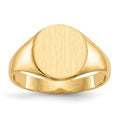 14k 9.5x10.0mm Oval Closed Back Signet Ring, Size 6