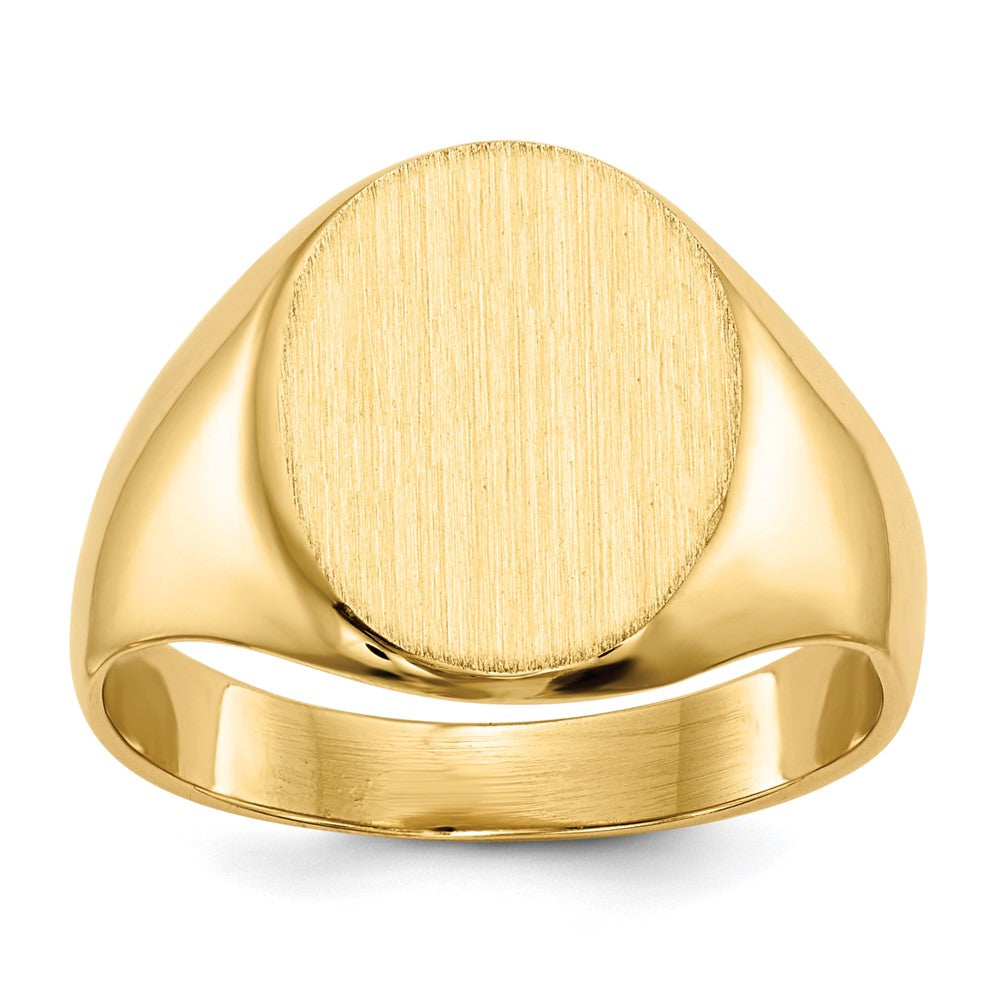 14k 10.5x12.0mm Oval Closed Back Signet Ring, Size 6