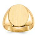 10k 13.5x12.0mm Oval Closed Back Signet Ring, Size 6.5
