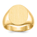 14k 12.5x14.0mm Oval Closed Back Signet Ring, Size 8