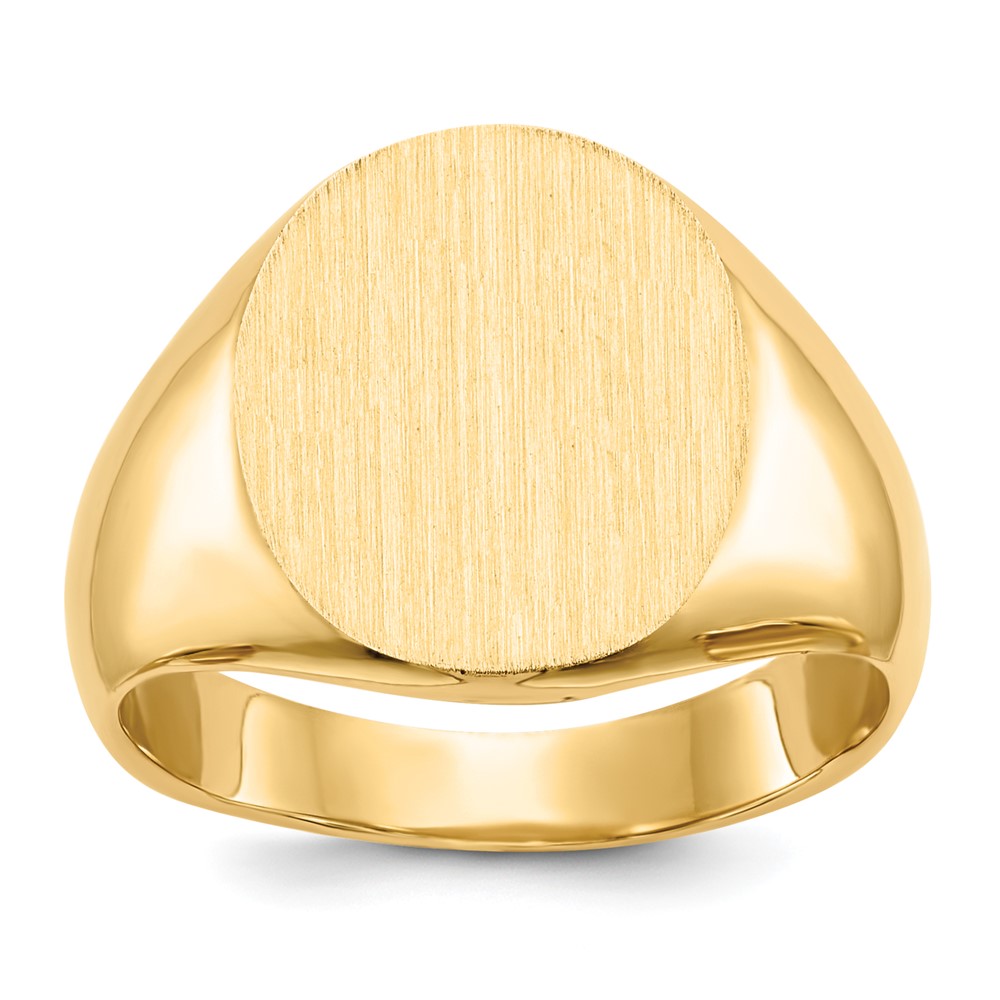 14k 12.5x14.0mm Oval Closed Back Signet Ring, Size 8