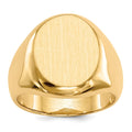 14k 13.5x16.5mm Oval Closed Back Mens Signet Ring, Size 10