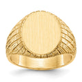 14k 12.0x15.0mm Oval Closed Back Mens Signet Ring, Size 10, 91.25 mm
