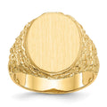 14k 14.0x17.0mm Oval Open Back Mens Signet Ring, Size 10