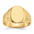 14k 11.0x14.5mm Oval Closed Back Mens Nugget Signet Ring, Size 10