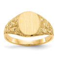 14k 8.0x10.0mm Oval Open Back Signet Ring, Size 6