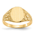 14k 8.0x10.0mm Oval Closed Back Signet Ring, Size 6, 3.46 g