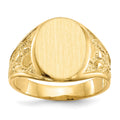 14k 11.5x15.0mm Oval Open Back Mens Nugget Signet Ring, Size 10, 36.54 mm