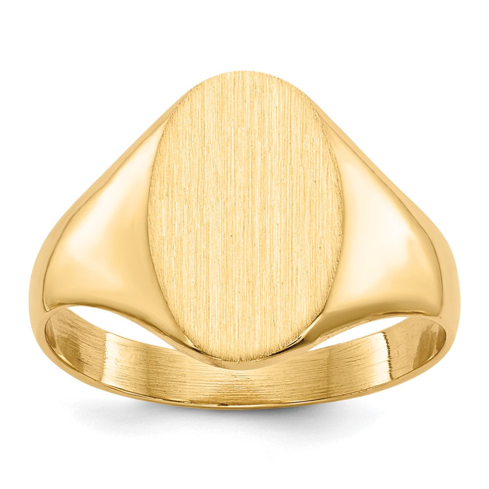 14k 8.5x12.0mm Oval Closed Back Signet Ring, Size 6