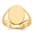 14k 10.0x14.0mm Oval Closed Back Signet Ring, Size 7