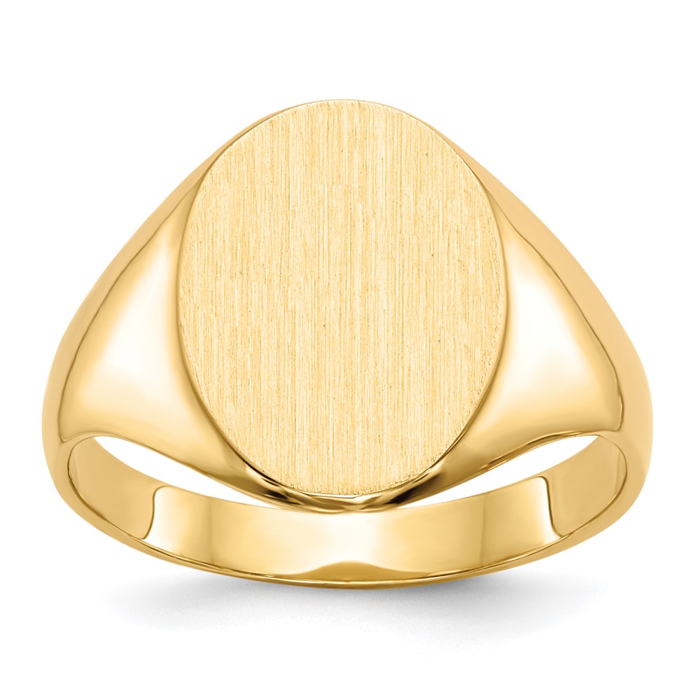 14k 10.0x14.0mm Oval Closed Back Signet Ring, Size 7