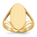 14k 9.0x16.5mm Oval Closed Back Signet Ring, 34.06 mm