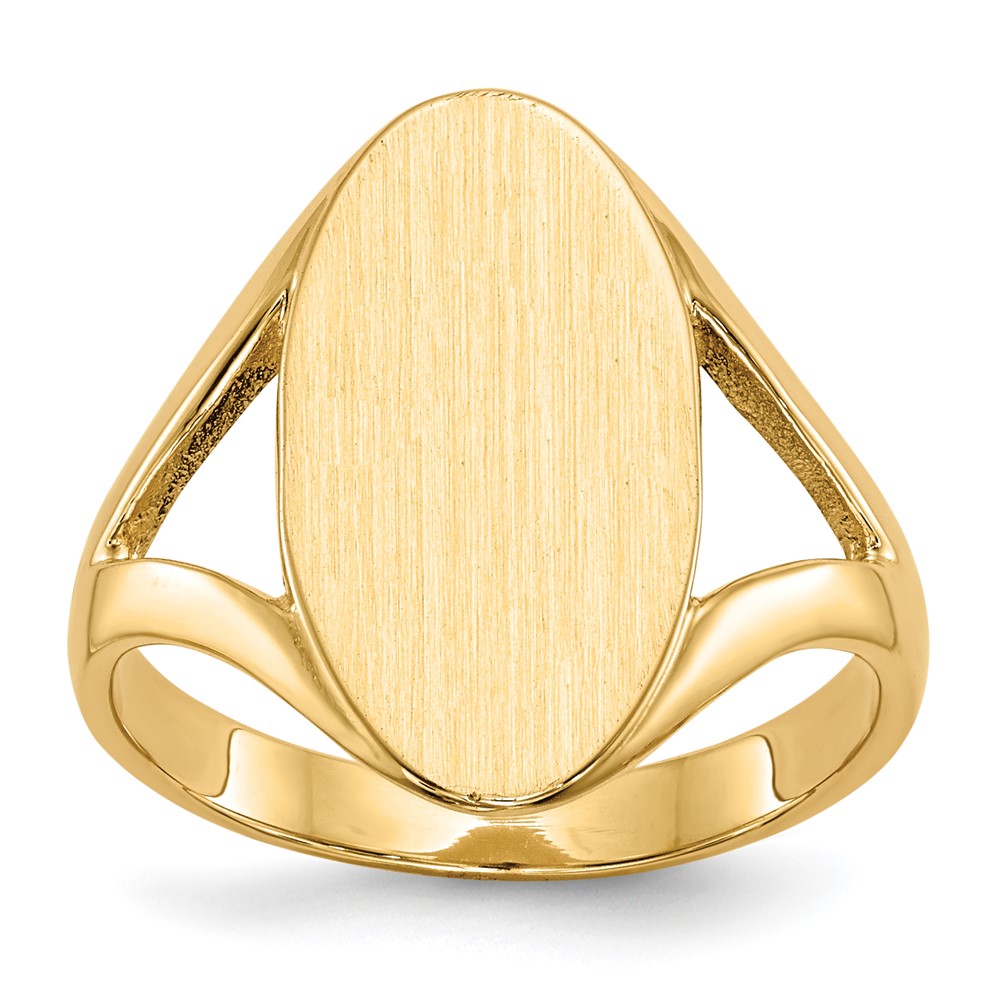 14k 9.0x16.5mm Oval Closed Back Signet Ring, 34.06 mm