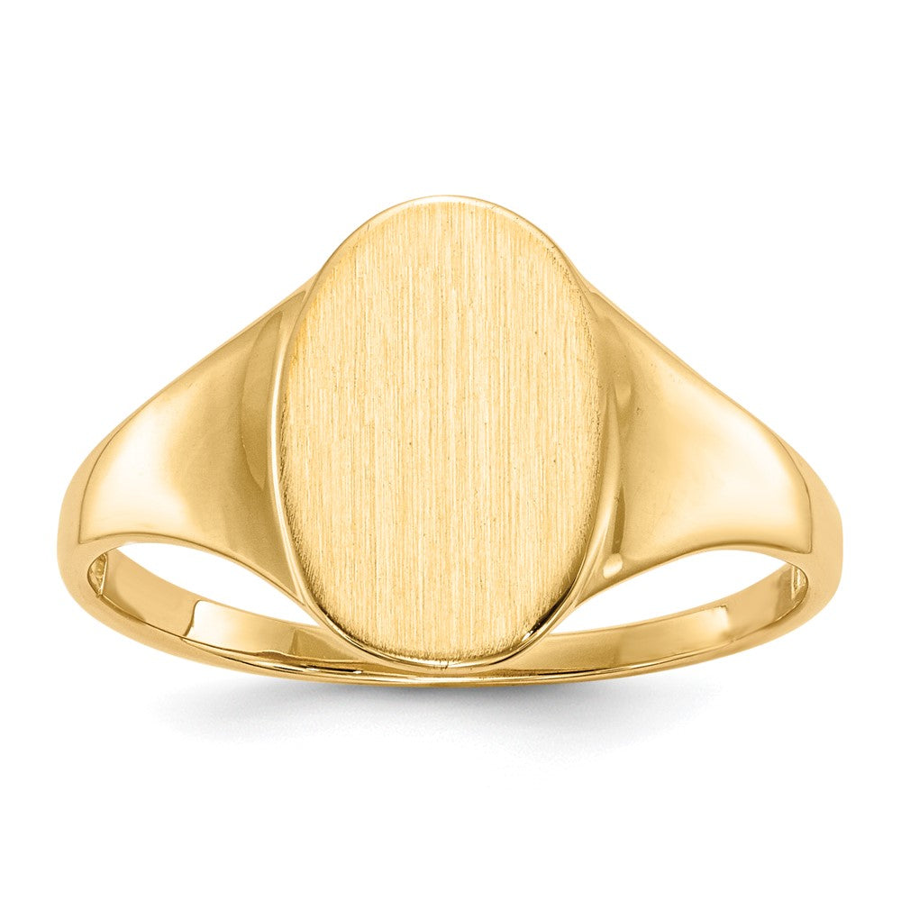 14k 8.5x12.0mm Oval Open Back Signet Ring, Size 7
