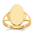 14k 9.0x14.5mm Oval Closed Back Signet Ring, Size 6, 37.95 mm
