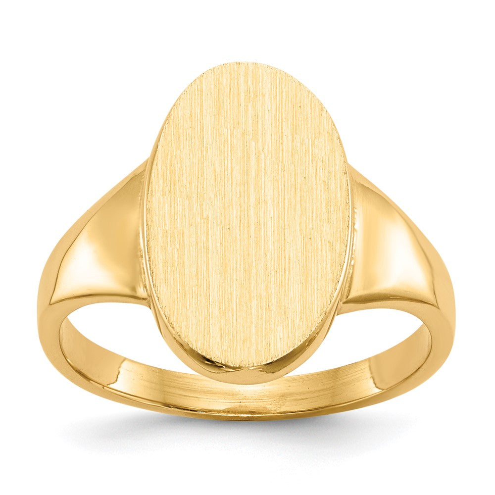 14k 9.0x14.5mm Oval Closed Back Signet Ring, Size 6, 37.95 mm