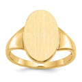 14k 9.0x14.5mm Oval Open Back Signet Ring, Size 6