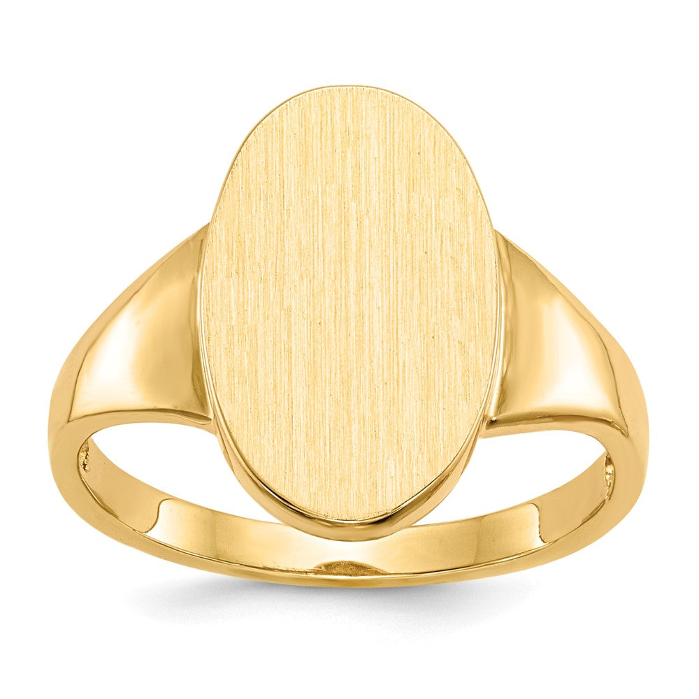 14k 9.0x14.5mm Oval Open Back Signet Ring, Size 6