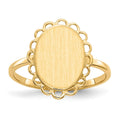 14k 9.0x12.0mm Oval Open Back Scalloped Edge Signet Ring, Size 6, 21.01 mm