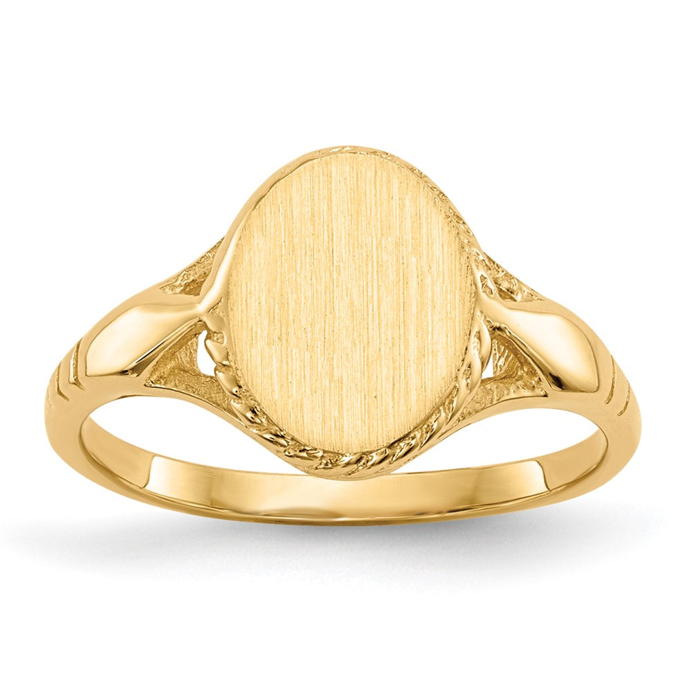 14k 8.5x6.5mm Open Back Size 3 Childs Oval Signet Ring, 20.19 mm