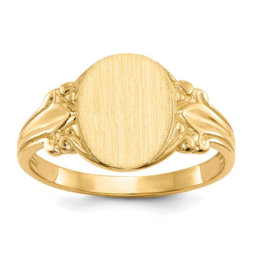 14k 8.0x10.0mm Oval Open Back Signet Ring, Size 6, 22.3 mm
