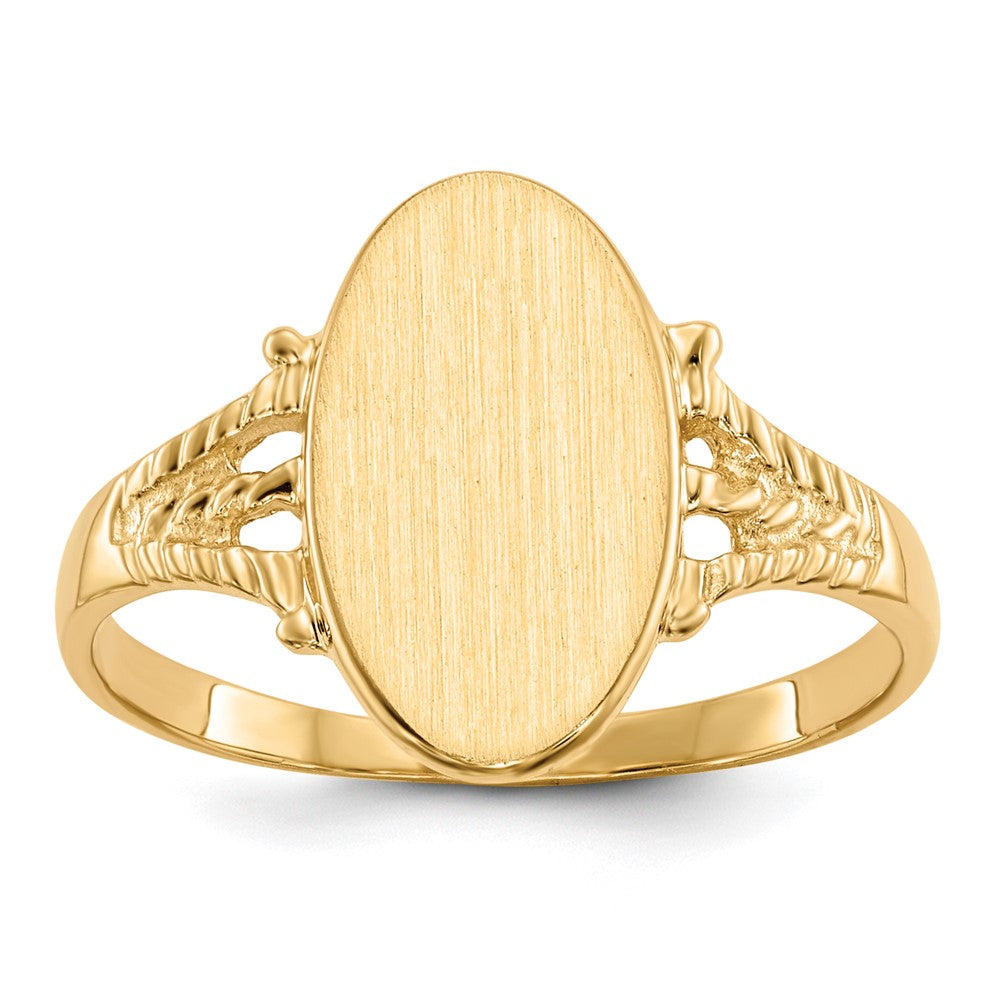 14k 8.5x14.0mm Oval Closed Back Signet Ring, Size 7, 32.86 mm