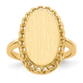 14k 9.5x16.5mm Oval Open Back Filigree Edge Signet Ring, 45.84 mm