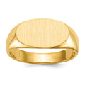 14k 13.5x7.0mm East-West Oval Closed Back Signet Ring, Size 6