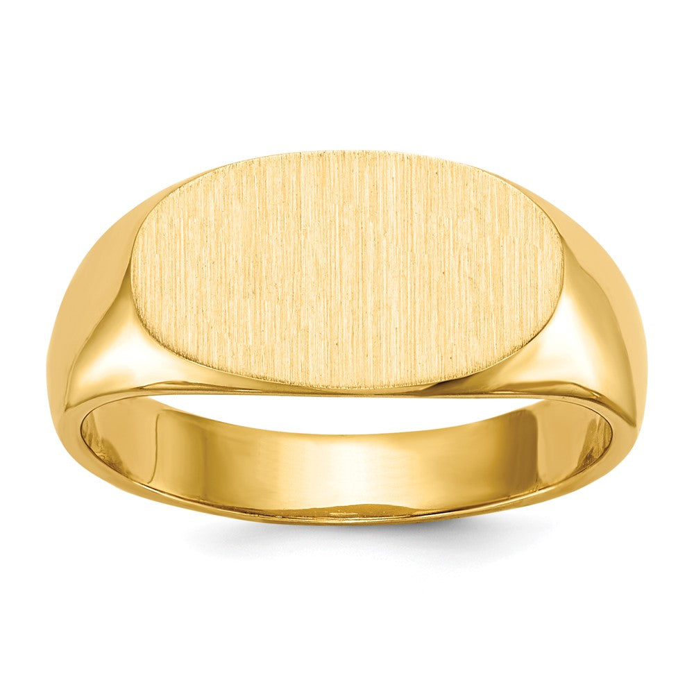 14k 13.5x7.0mm East-West Oval Closed Back Signet Ring, Size 6