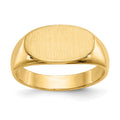 14k 13.5x8.0mm East-West Oval Closed Back Signet Ring, Size 6