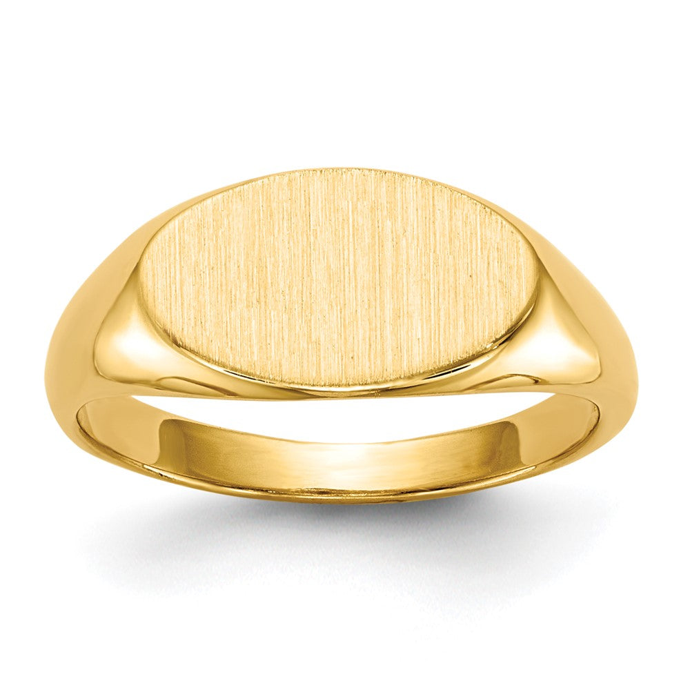 14k 6.5x11.0mm Open Back Size 4 Childs Oval Signet Ring, 16.28 mm