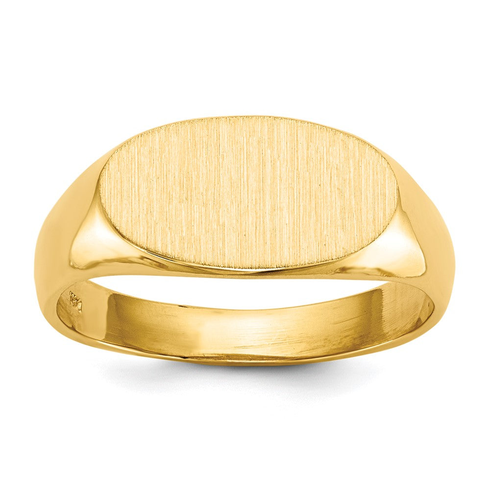 14k 13.5x7.0mm East-West Oval Open Back Signet Ring, Size 6