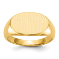 14k 17.0x11.0mm East-West Oval Open Back Mens Signet Ring, Size 10