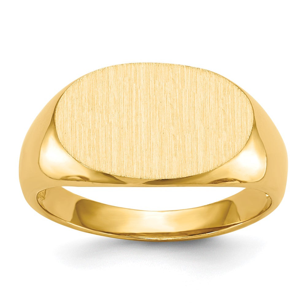 14k 17.0x11.0mm East-West Oval Open Back Mens Signet Ring, Size 10