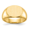 14k 12.5x9.5mm Oval Closed Back Signet Ring, Size 6