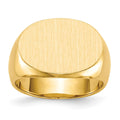 14k 19.0x13.0mm Oval Closed Back Mens Signet Ring, Size 10