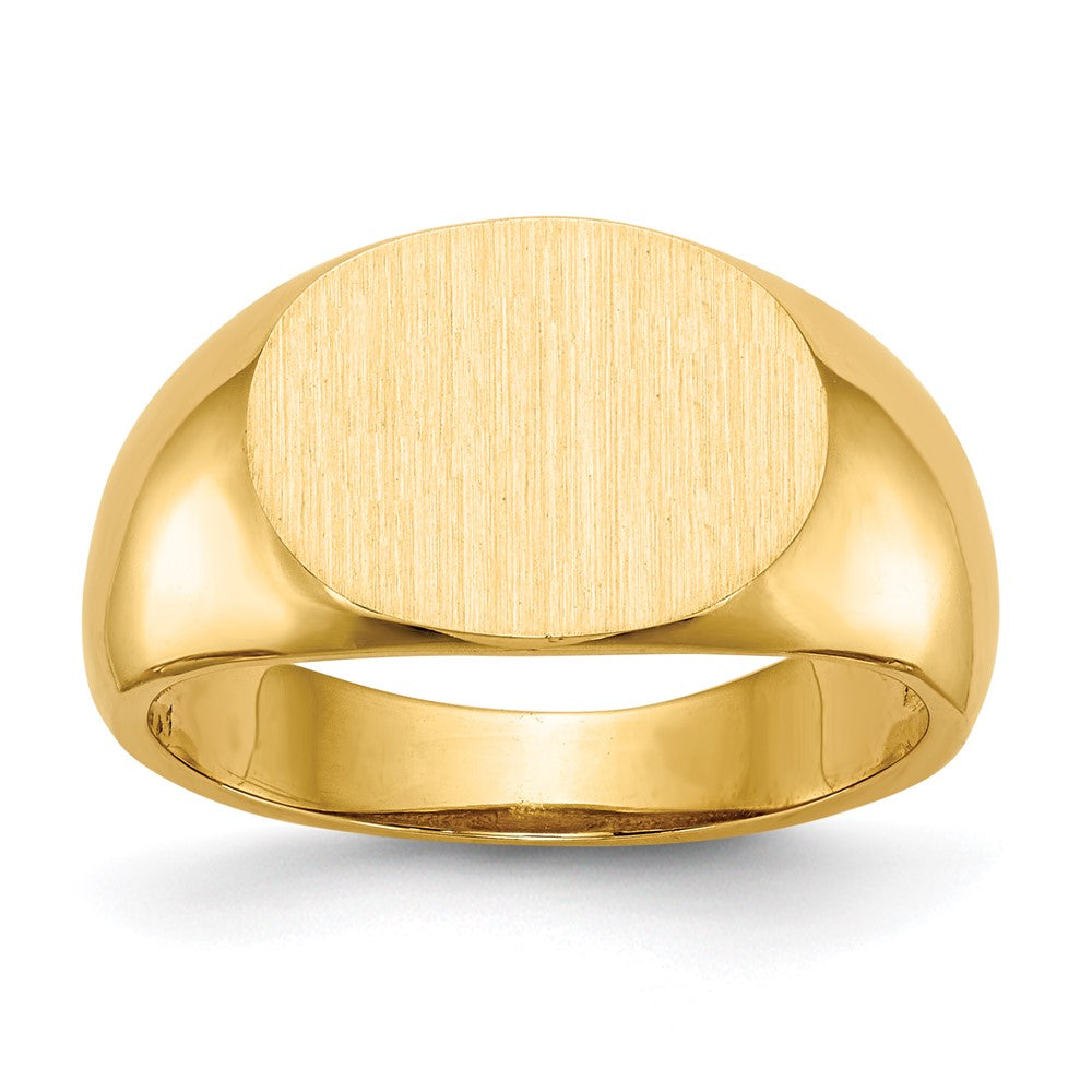14k 12.5x9.5mm Oval Open Back Signet Ring, Size 6