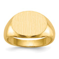 14k 16.0x12.0mm Oval Open Back Mens Signet Ring, Size 10, 35.65 mm