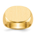 14k 19.0x13.0mm Oval Open Back Mens Signet Ring, Size 10