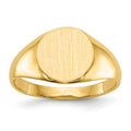 14k 9.5x8.5mm Round Closed Back Signet Ring, Size 6