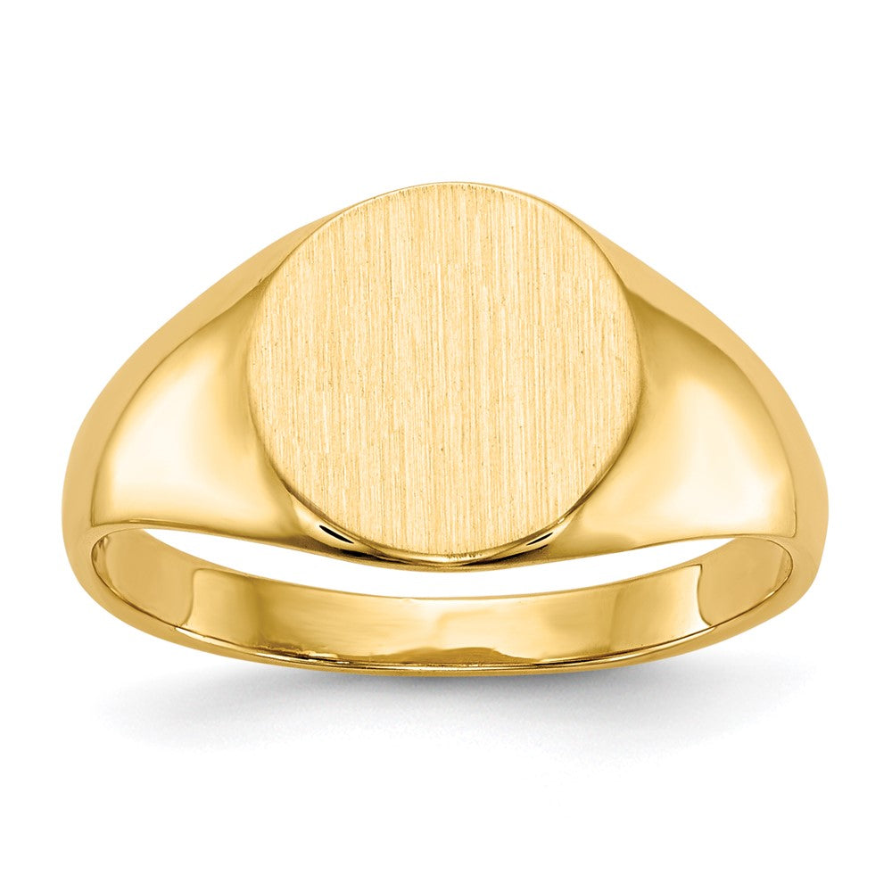 14k 9.5x8.5mm Round Closed Back Signet Ring, Size 6