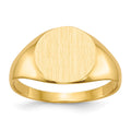 14k 9.5x10.0mm Round Closed Back Signet Ring, Size 5.25