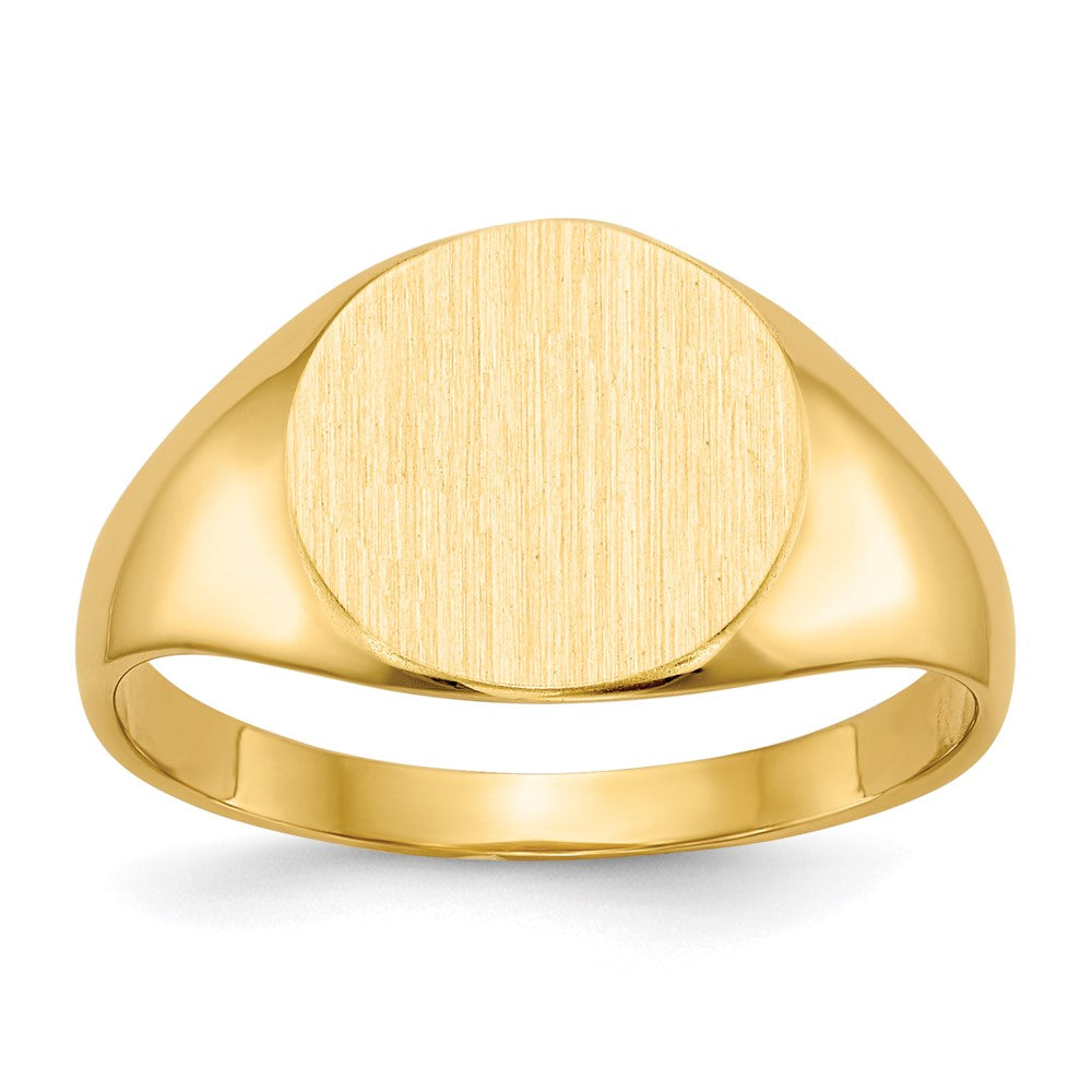 14k 9.5x10.0mm Round Closed Back Signet Ring, Size 5.25