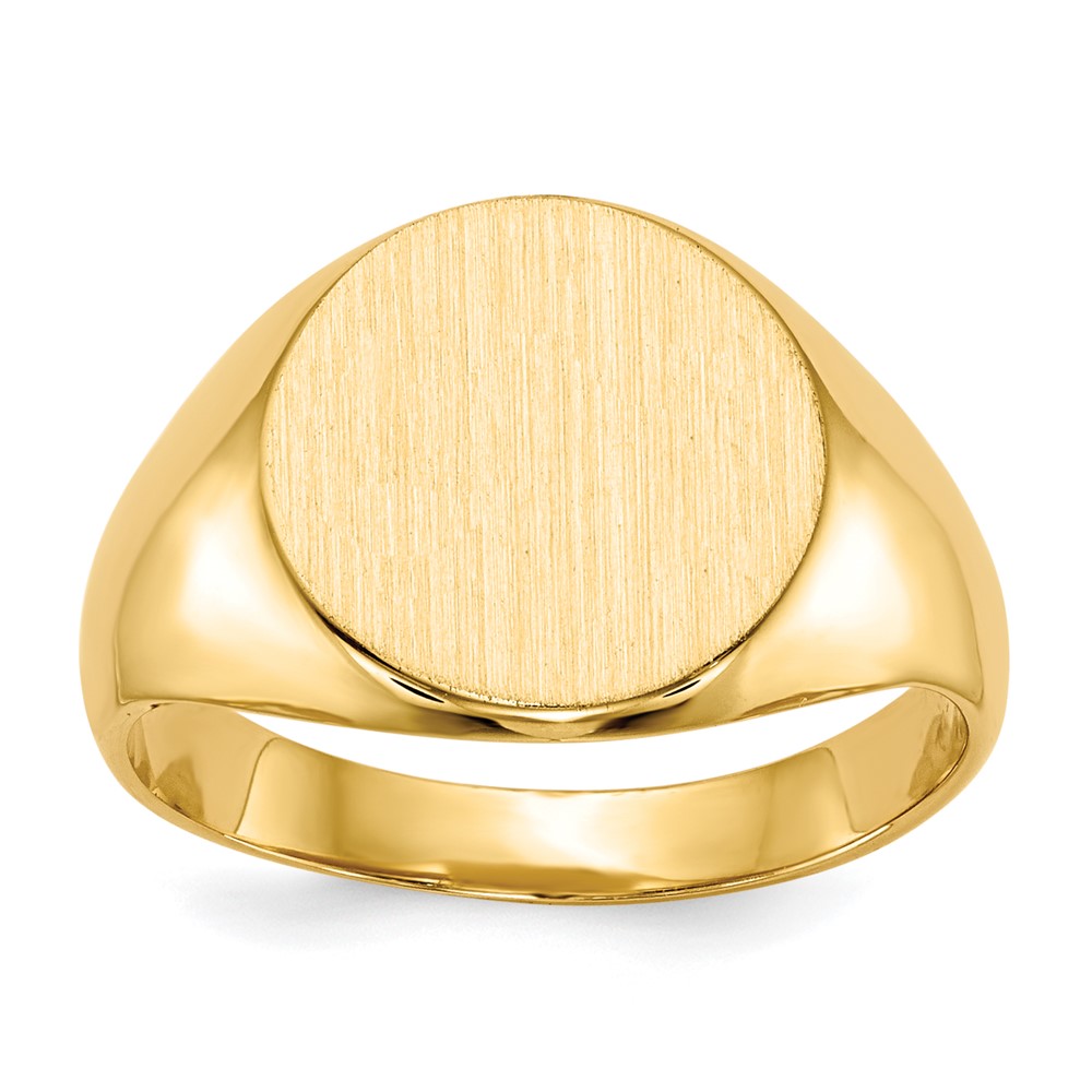 14k 11.5x12.0mm Round Closed Back Signet Ring, Size 6