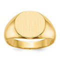 14k 13.5x12.5mm Round Closed Back Mens Signet Ring, Size 10