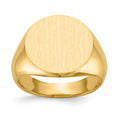 14k 15.5x15.0mm Round Closed Back Signet Ring, Size 7