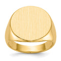 14k 18.0x17.5mm Round Closed Back Mens Signet Ring, Size 10