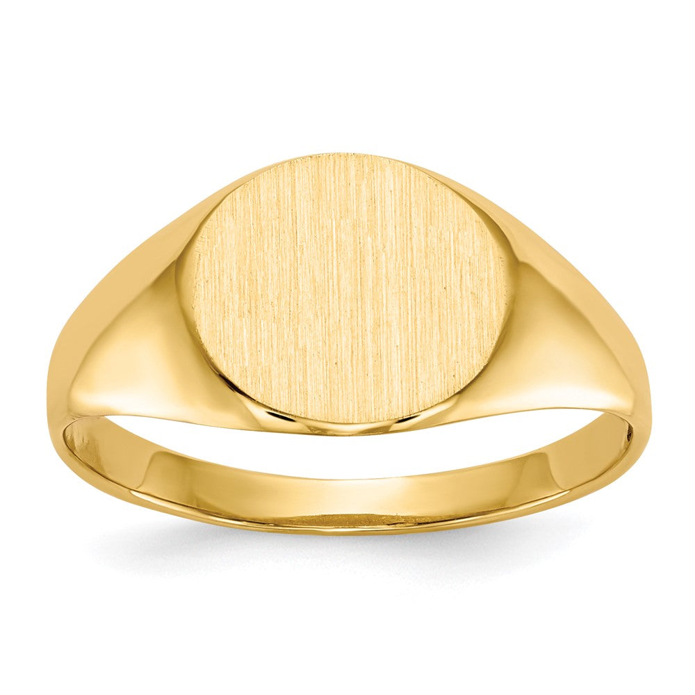 14k 9.5x8.5mm Round Open Back Signet Ring, Size 6, 17.68 mm