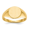 10ky 9.5x10.5mm Round Open Back Signet Ring, Size 6