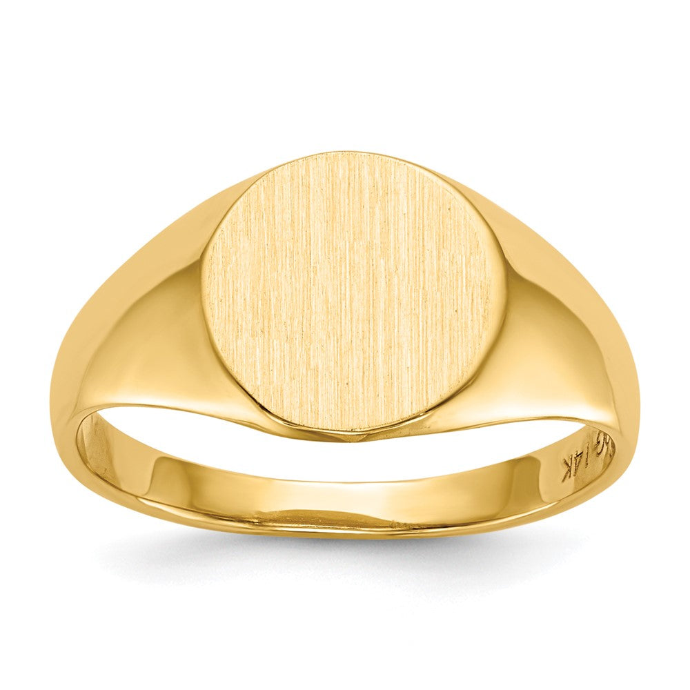 10ky 9.5x10.5mm Round Open Back Signet Ring, Size 6